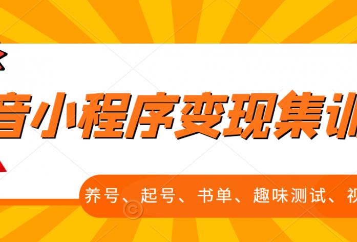 抖音小程序变现集训课，养号、起号、书单、趣味测试、视频剪辑，全套流程-海淘下载站