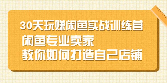 30天玩赚闲鱼实战训练营，闲鱼专业卖家教你如何打造自己店铺-海淘下载站