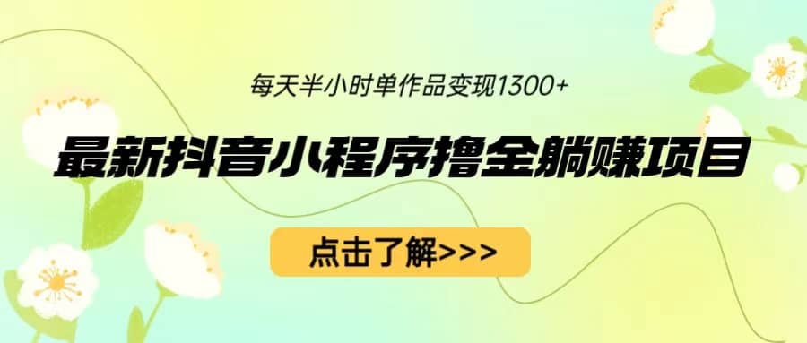 最新抖音小程序撸金躺赚项目，一部手机每天半小时，单个作品变现1300+-海淘下载站