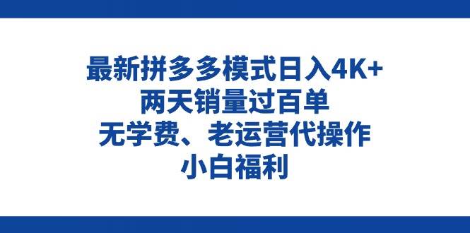 拼多多最新模式日入4K+两天销量过百单,无学费、老运营代操作、小白福利-海淘下载站