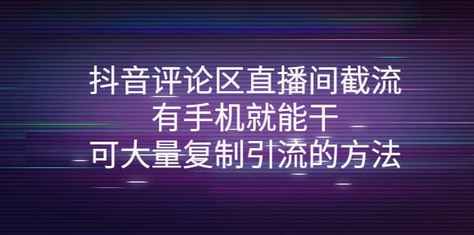 抖音评论区直播间截流，有手机就能干，可大量复制引流的方法-海淘下载站