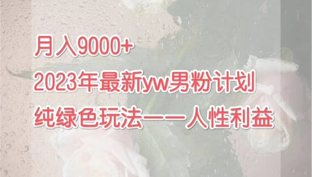月入9000+2023年9月最新yw男粉计划绿色玩法——人性之利益-海淘下载站