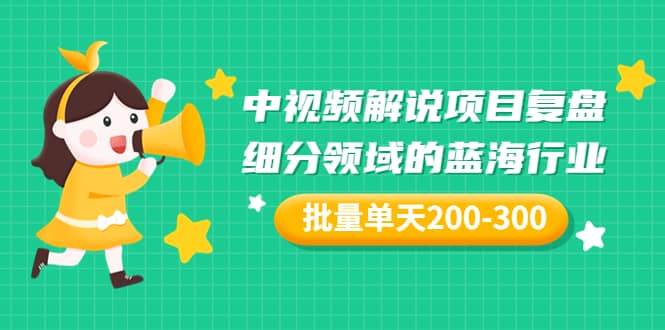 某付费文章:中视频解说项目复盘:细分领域的蓝海行业 批量单天200-300收益-海淘下载站