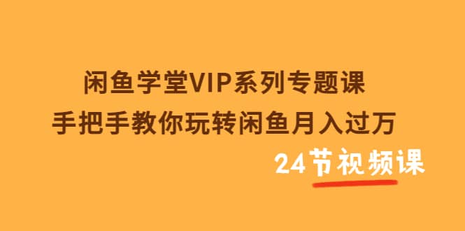 闲鱼学堂VIP系列专题课：手把手教你玩转闲鱼月入过万（共24节视频课）-海淘下载站
