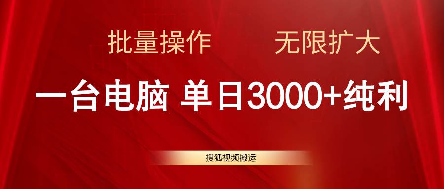 搜狐视频搬运，一台电脑单日3000+，批量操作，可无限扩大-海淘下载站