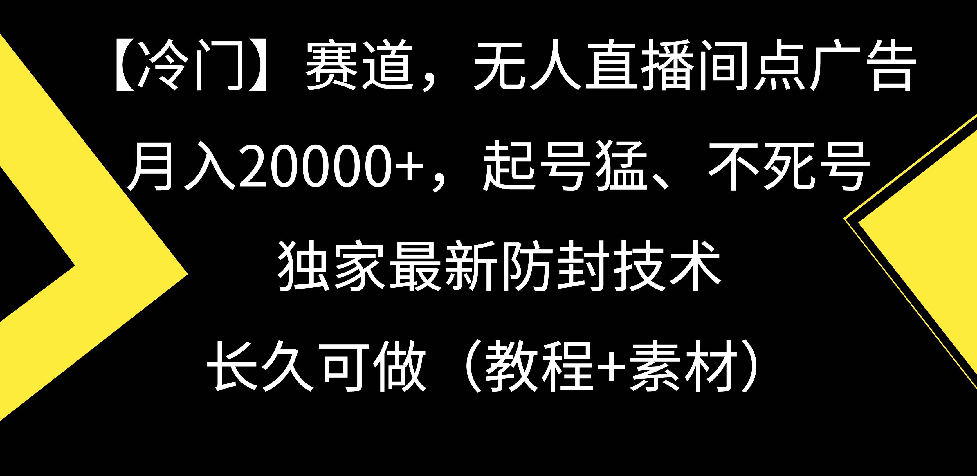 【冷门】赛道,无人直播间点广告,月入20000+,起号猛、不死号,独家最...-海淘下载站