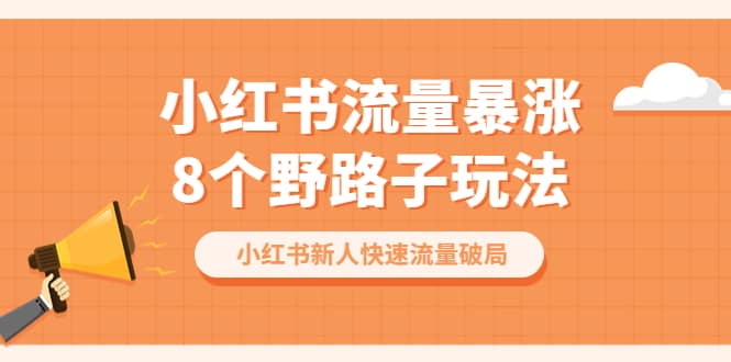 小红书流量-暴涨8个野路子玩法：小红书新人快速流量破局（8节课）-海淘下载站