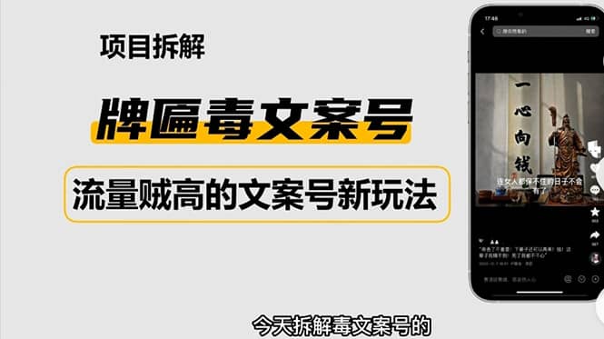 2023抖音快手毒文案新玩法，牌匾文案号，起号快易变现-海淘下载站