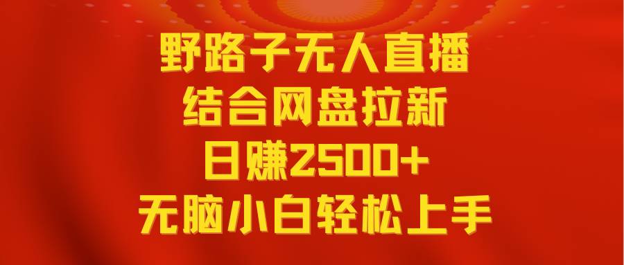 无人直播野路子结合网盘拉新，日赚2500+多平台变现，小白无脑轻松上手操作-海淘下载站