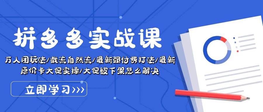 拼多多·实战课：万人团玩法/截流自然流/最新强付费打法/最新原价卡大促..-海淘下载站