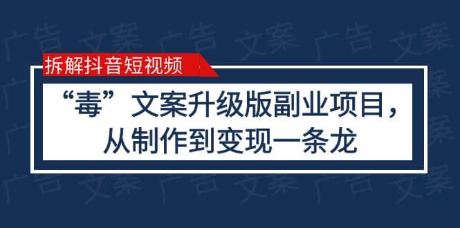 拆解抖音短视频：“毒”文案升级版副业项目，从制作到变现（教程+素材）-海淘下载站