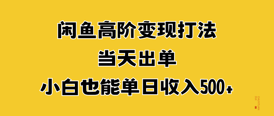 闲鱼高阶变现打法，当天出单，小白也能单日收入500+-海淘下载站