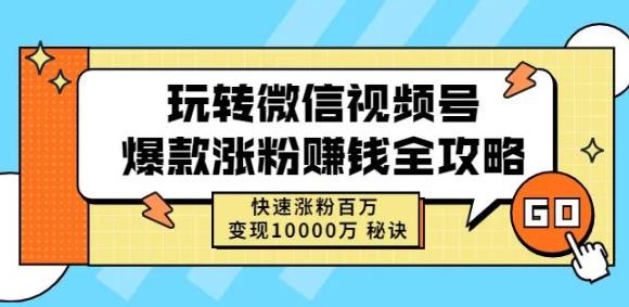 玩转微信视频号爆款涨粉赚钱全攻略，快速涨粉百万变现万元秘诀-海淘下载站