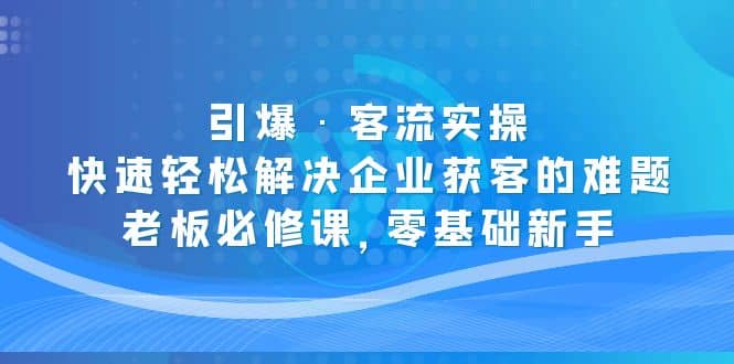 引爆·客流实操：快速轻松解决企业获客的难题，老板必修课，零基础新手-海淘下载站