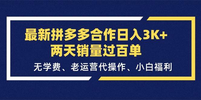 最新拼多多合作日入3K+两天销量过百单,无学费、老运营代操作、小白福利-海淘下载站