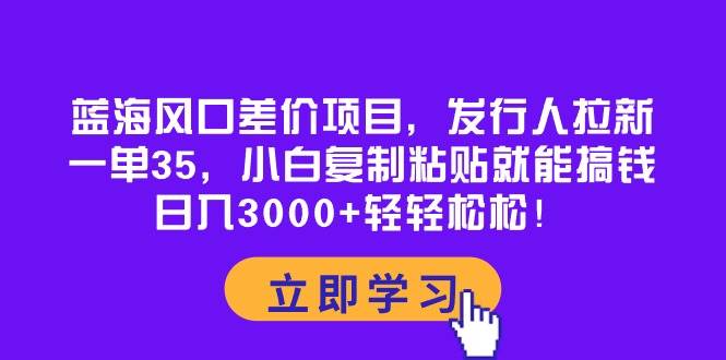 蓝海风口差价项目，发行人拉新，一单35，小白复制粘贴就能搞钱！日入3000+轻轻松松-海淘下载站