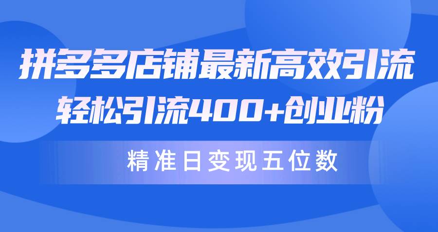 拼多多店铺最新高效引流术，轻松引流400+创业粉，精准日变现五位数！-海淘下载站