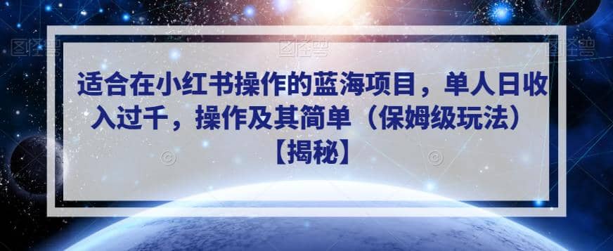适合在小红书操作的蓝海项目，单人日收入过千，操作及其简单（保姆级玩法）【揭秘】-海淘下载站