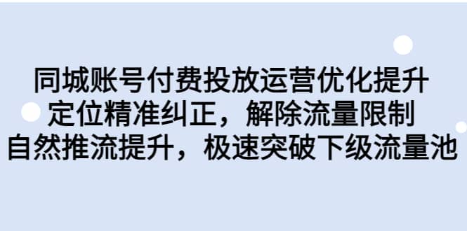 同城账号付费投放运营优化提升，定位精准纠正，解除流量限制，自然推流提升，极速突破下级流量池-海淘下载站