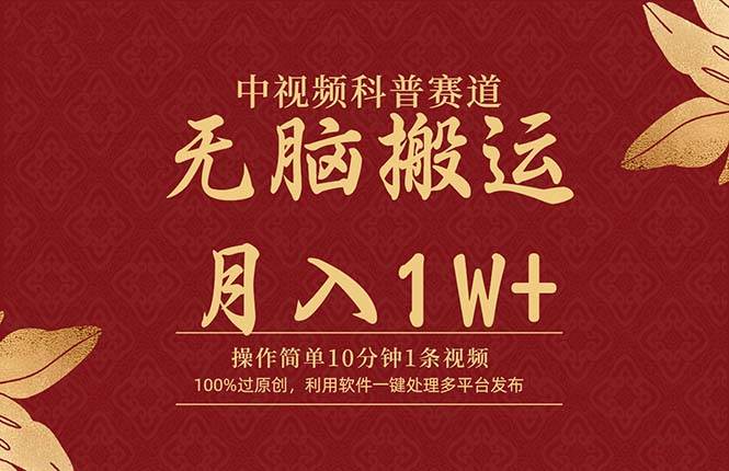 中视频科普赛道，10分钟1条视频，条条爆款，100%过原创，无脑搬运月入1W+-海淘下载站