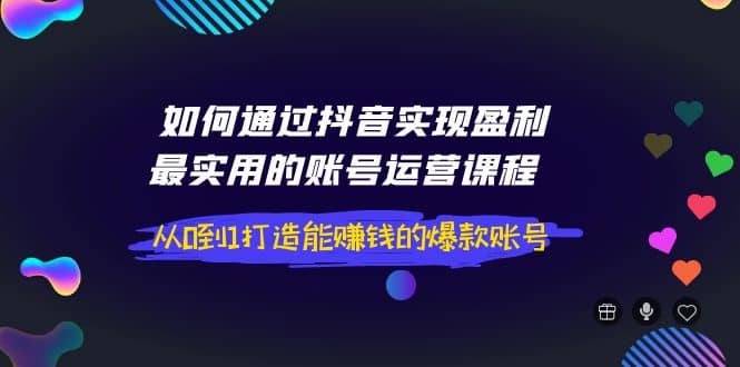 如何通过抖音实现盈利，最实用的账号运营课程 从0到1打造能赚钱的爆款账号-海淘下载站
