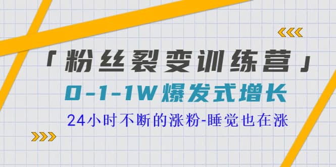 「粉丝裂变训练营」0-1-1w爆发式增长,24小时不断的涨粉-睡觉也在涨-16节课-海淘下载站