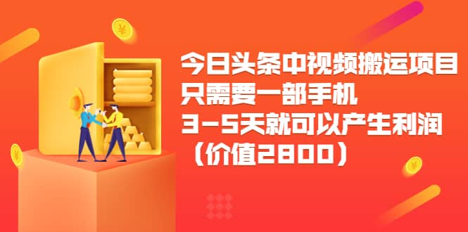 今日头条中视频搬运项目，只需要一部手机3-5天就可以产生利润（价值2800）-海淘下载站