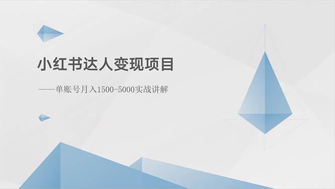 小红书达人变现项目：单账号月入1500-3000实战讲解-海淘下载站