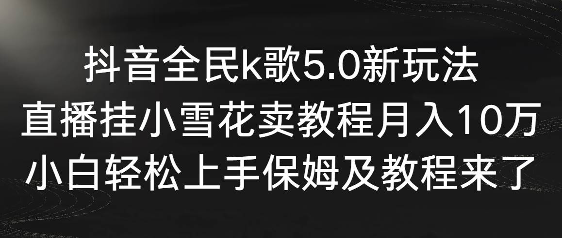 抖音全民k歌5.0新玩法，直播挂小雪花卖教程月入10万，小白轻松上手，保...-海淘下载站