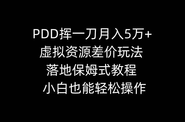 PDD挥一刀月入5万+，虚拟资源差价玩法，落地保姆式教程，小白也能轻松操作-海淘下载站