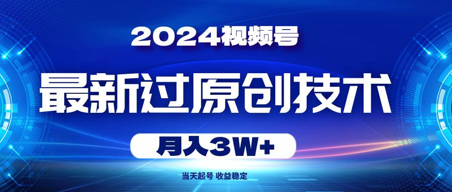 2024视频号最新过原创技术，当天起号，收益稳定，月入3W+-海淘下载站