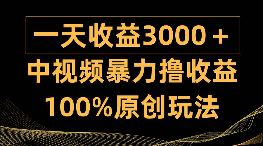 中视频暴力撸收益，日入3000＋，100%原创玩法，小白轻松上手多种变现方式-海淘下载站