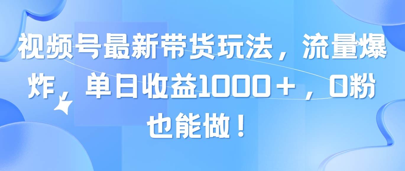 视频号最新带货玩法，流量爆炸，单日收益1000＋，0粉也能做！-海淘下载站