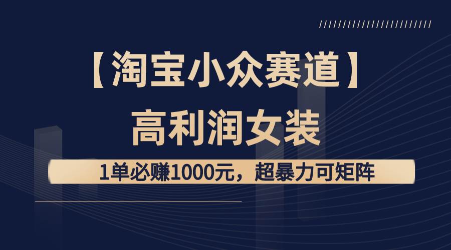 【淘宝小众赛道】高利润女装：1单必赚1000元，超暴力可矩阵-海淘下载站