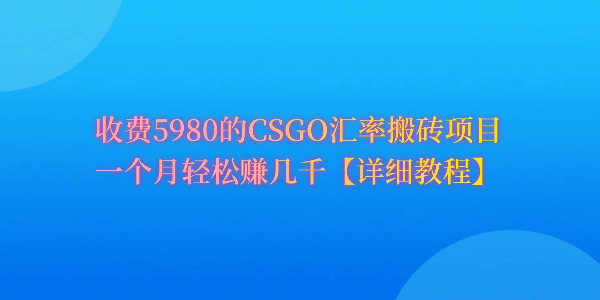CSGO装备搬砖，月综合收益率高达60%，你也可以！-海淘下载站