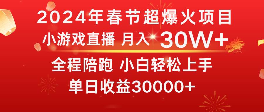 龙年2024过年期间，最爆火的项目 抓住机会 普通小白如何逆袭一个月收益30W+-海淘下载站