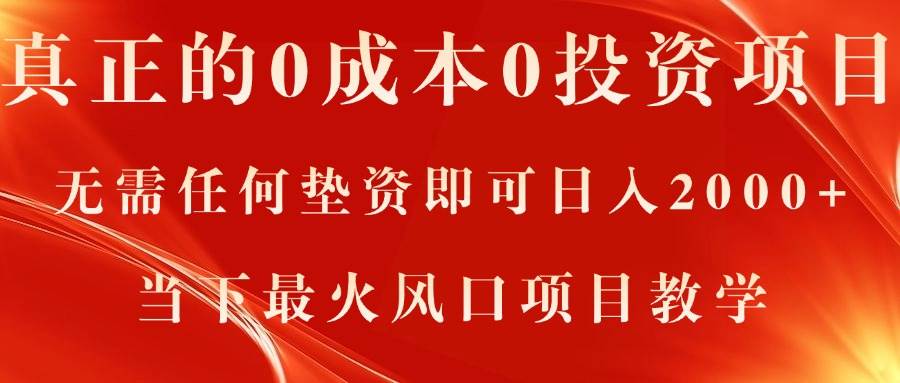 真正的0成本0投资项目，无需任何垫资即可日入2000+，当下最火风口项目教学-海淘下载站