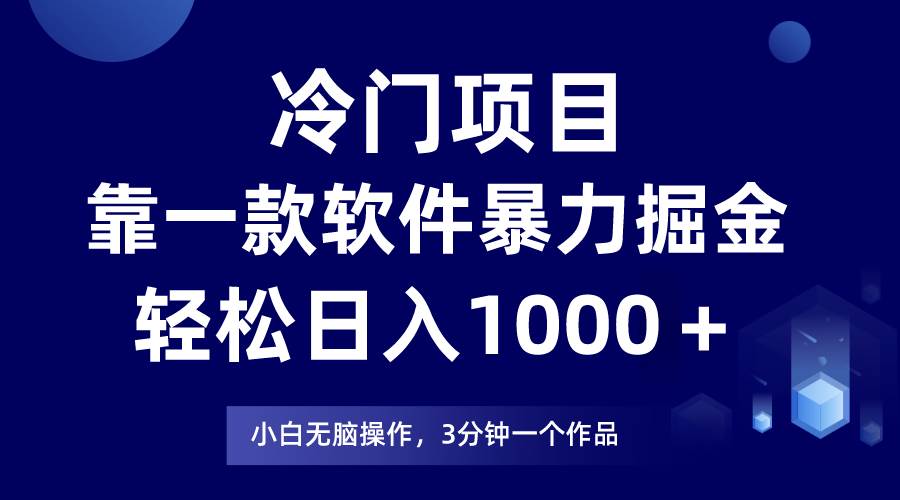 冷门项目，靠一款软件暴力掘金日入1000＋，小白轻松上手第二天见收益-海淘下载站