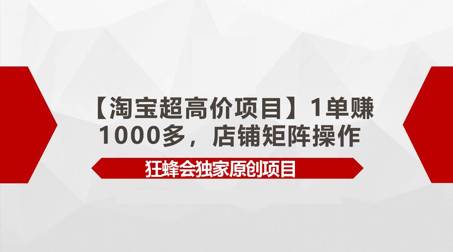 【淘宝超高价项目】1单赚1000多，店铺矩阵操作-海淘下载站