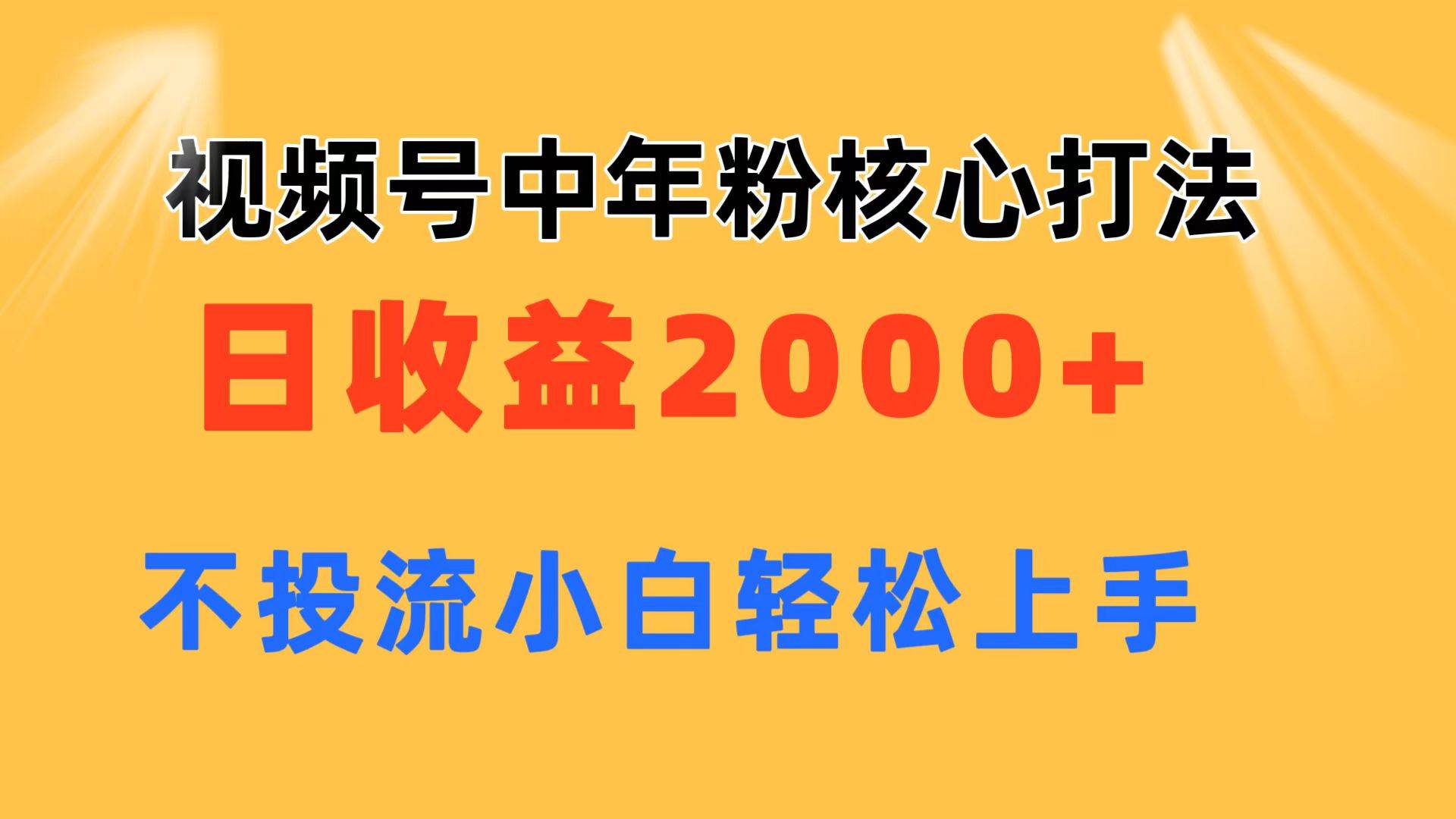 视频号中年粉核心玩法 日收益2000+ 不投流小白轻松上手-海淘下载站