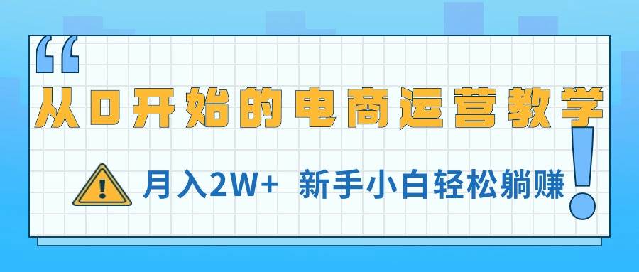 从0开始的电商运营教学,月入2W+,新手小白轻松躺赚-海淘下载站