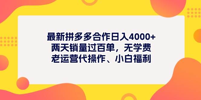 最新拼多多项目日入4000+两天销量过百单,无学费、老运营代操作、小白福利-海淘下载站