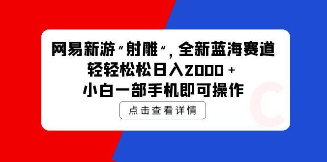 网易新游 射雕 全新蓝海赛道，轻松日入2000＋小白一部手机即可操作-海淘下载站