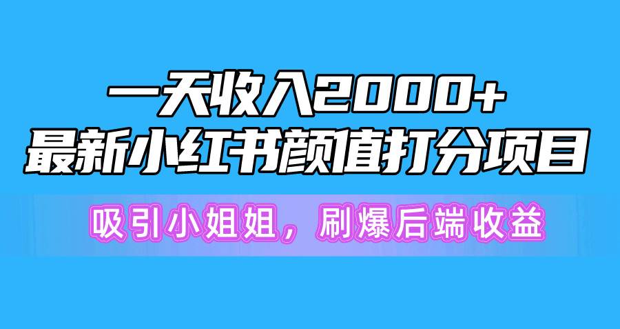一天收入2000+，最新小红书颜值打分项目，吸引小姐姐，刷爆后端收益-海淘下载站