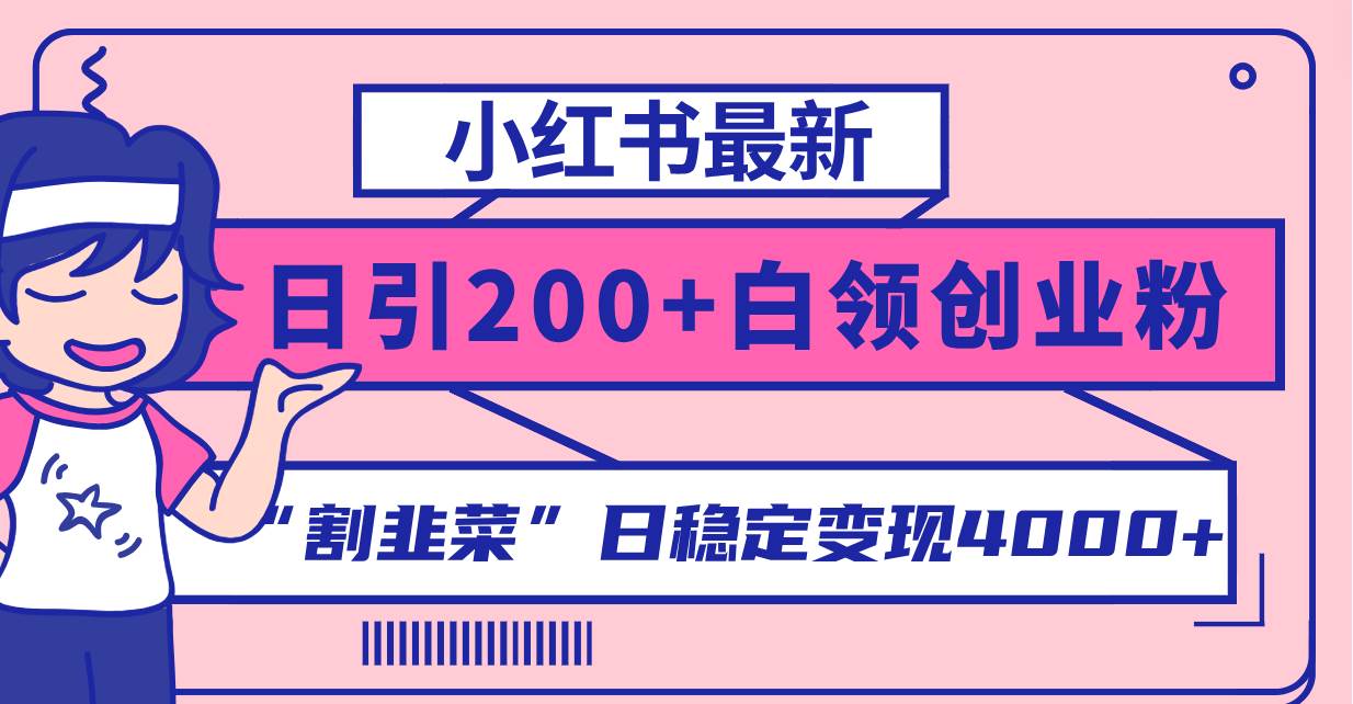 小红书最新日引200+创业粉”割韭菜“日稳定变现4000+实操教程！-海淘下载站