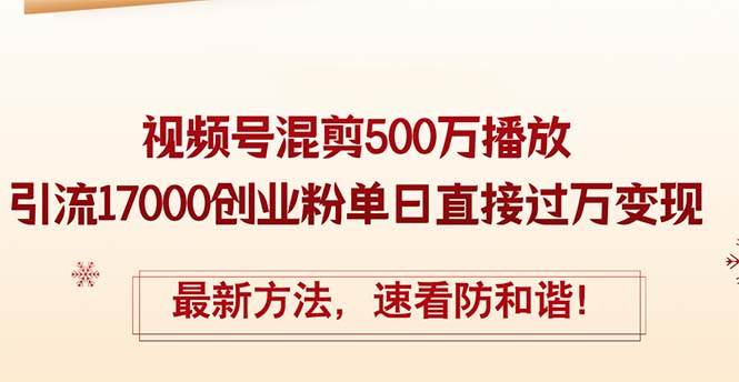 精华帖视频号混剪500万播放引流17000创业粉，单日直接过万变现，最新方…-海淘下载站