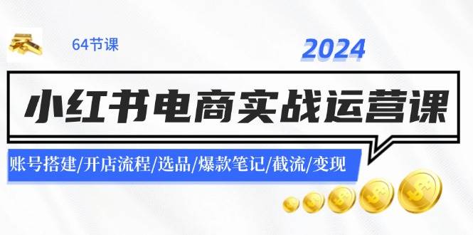 2024小红书电商实战运营课：账号搭建/开店流程/选品/爆款笔记/截流/变现-海淘下载站