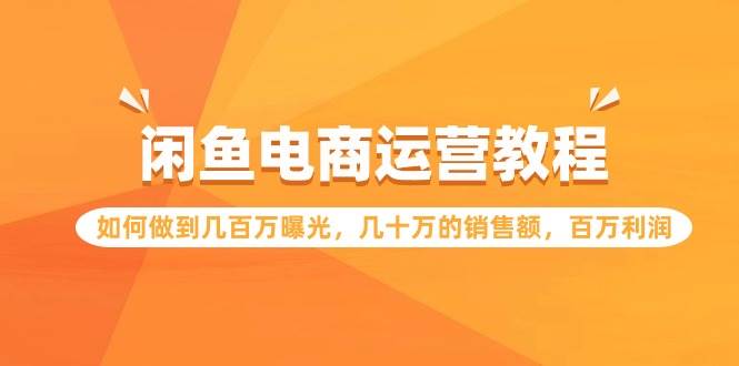 闲鱼电商运营教程：如何做到几百万曝光，几十万的销售额，百万利润-海淘下载站