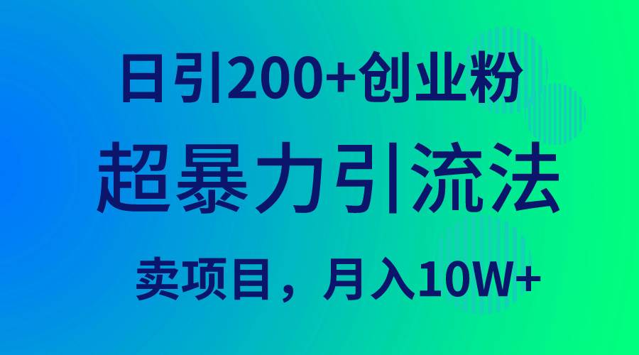 超暴力引流法，日引200+创业粉，卖项目月入10W+-海淘下载站