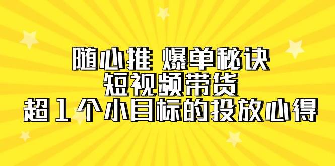 随心推 爆单秘诀，短视频带货-超1个小目标的投放心得（7节视频课）-海淘下载站